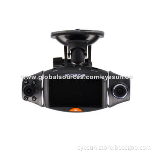 Dual Lens Car Dash Cam with GPS and G-sensor, 4-piece X-red, 270° Rotation Camera